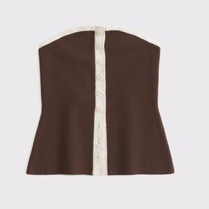 Abercrombie Ottoman Button-Front Tube Top in brown size S